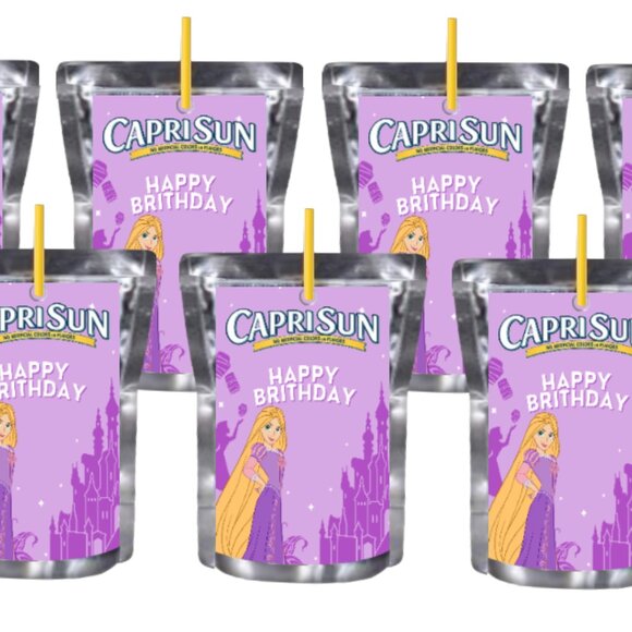 Happy Birthday Custom Juice Pouch Labels, Princess Castle Design, Set of 12 - Picture 2 of 4